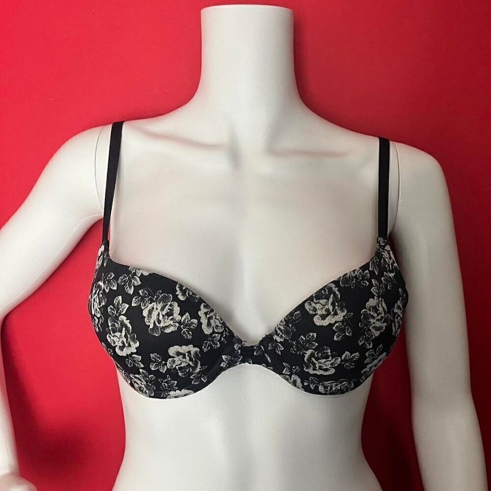 PINK / Black and white floral bra 🖤🤍